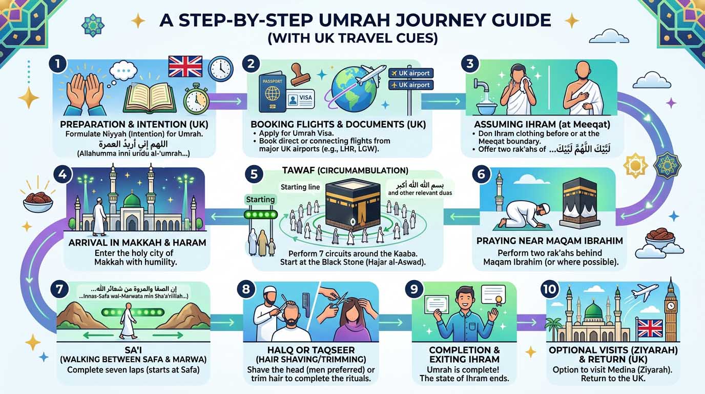 umrah dua list step by step infographic complete journey guide
