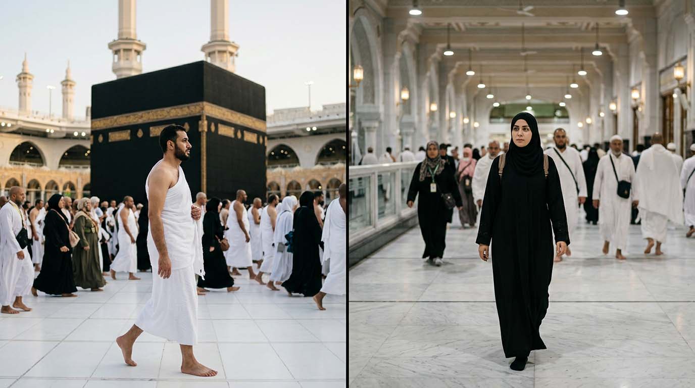 umrah rules comparison men vs women ihram tawaf sai differences